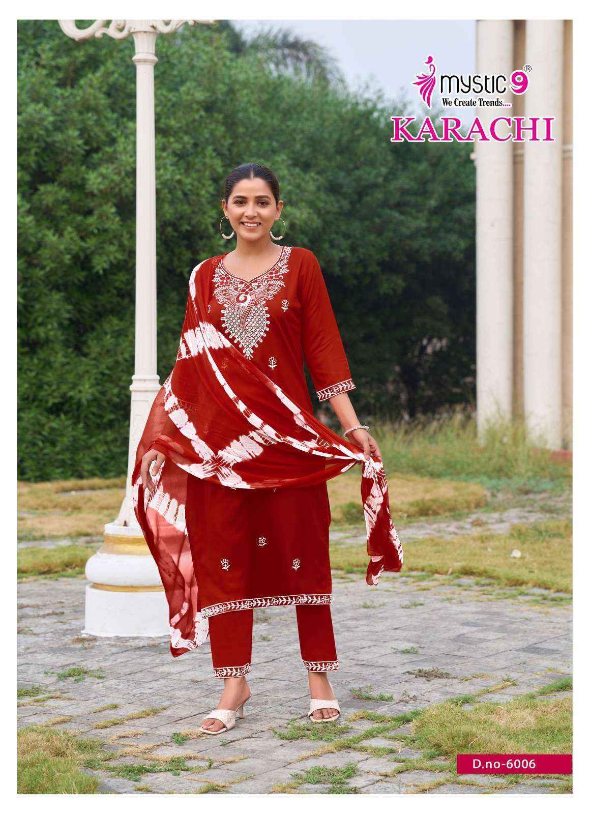 Mystic 9 Karachi Vol 6 Rayon Kurti Combo Dress Wholesale Rate ( 6 Pcs Catalog )