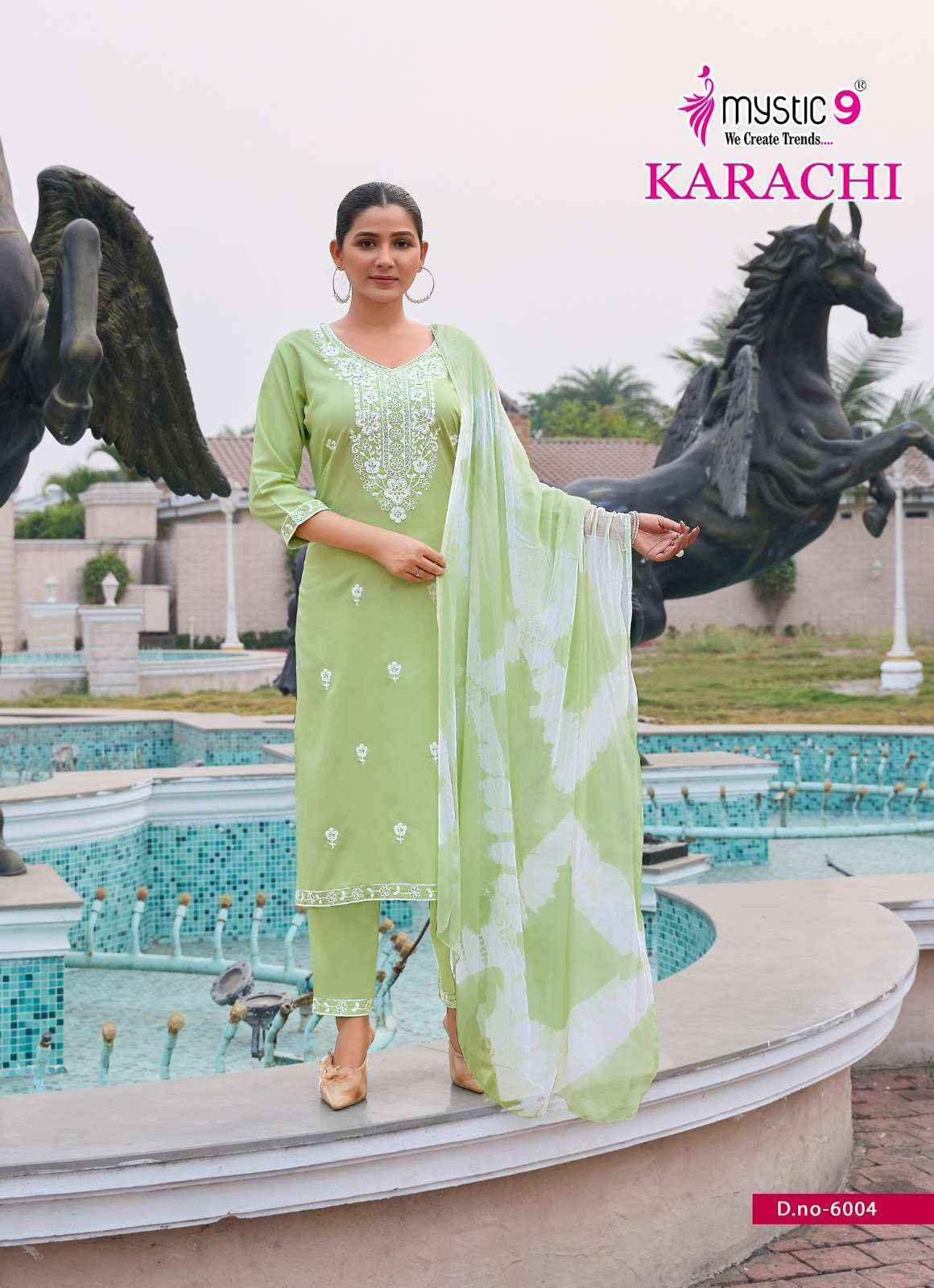 Mystic 9 Karachi Vol 6 Rayon Kurti Combo Dress Wholesale Rate ( 6 Pcs Catalog )