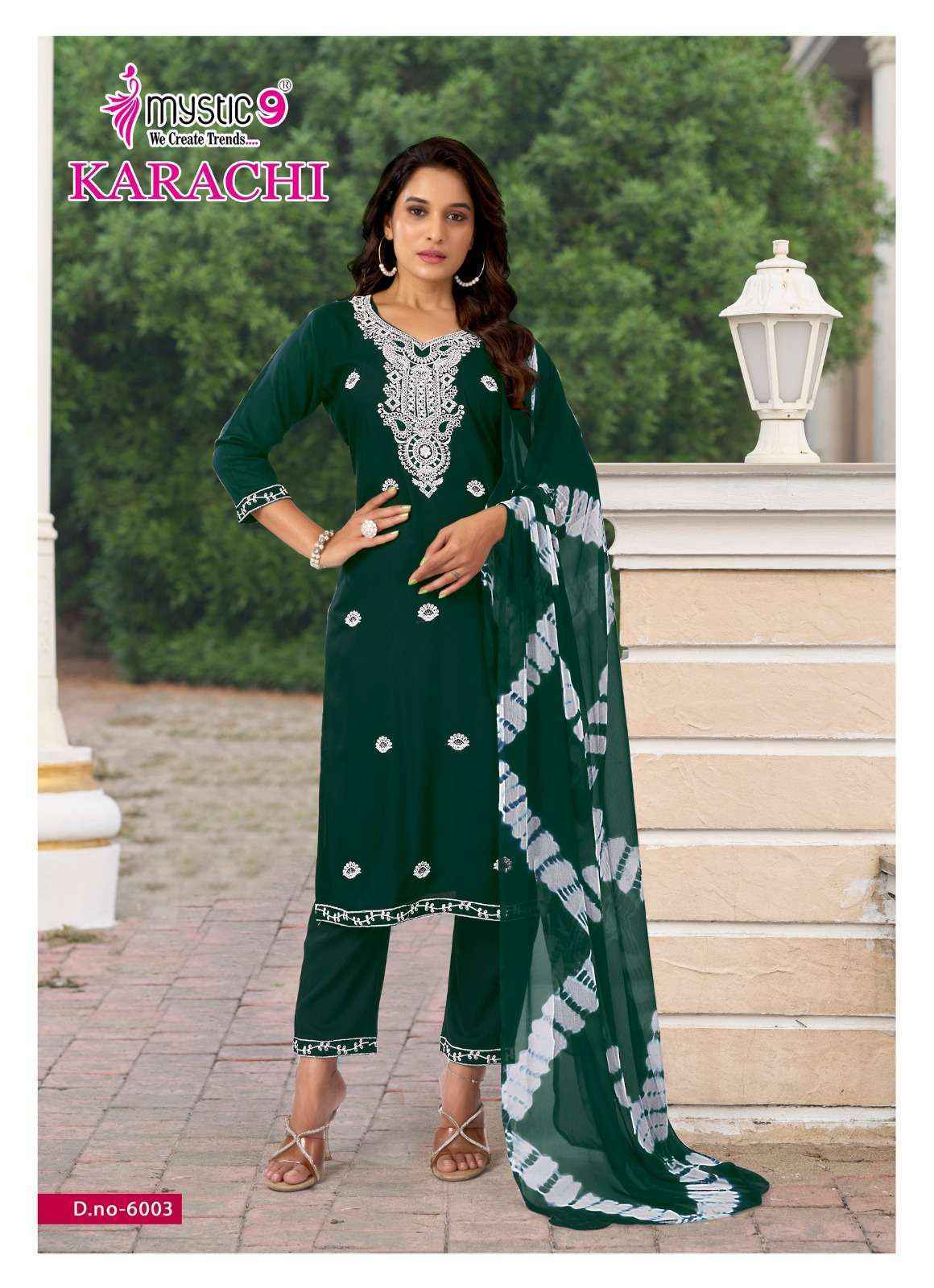 Mystic 9 Karachi Vol 6 Rayon Kurti Combo Dress Wholesale Rate ( 6 Pcs Catalog )