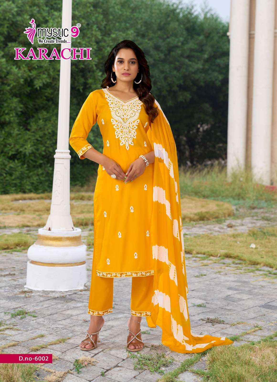 Mystic 9 Karachi Vol 6 Rayon Kurti Combo Dress Wholesale Rate ( 6 Pcs Catalog )