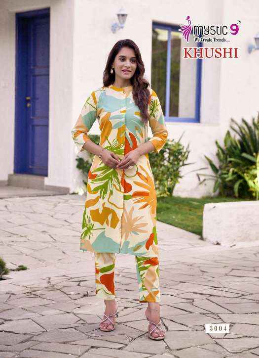 Mystic 9 Khushi Vol 3 Viscouse Kurti With Bottom Set Wholesale Rate ( 10 Pcs Catalog )