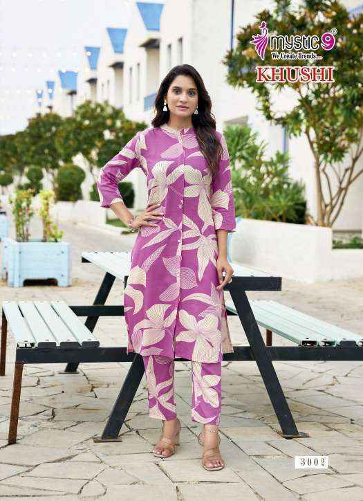 Mystic 9 Khushi Vol 3 Viscouse Kurti With Bottom Set Wholesale Rate ( 10 Pcs Catalog )