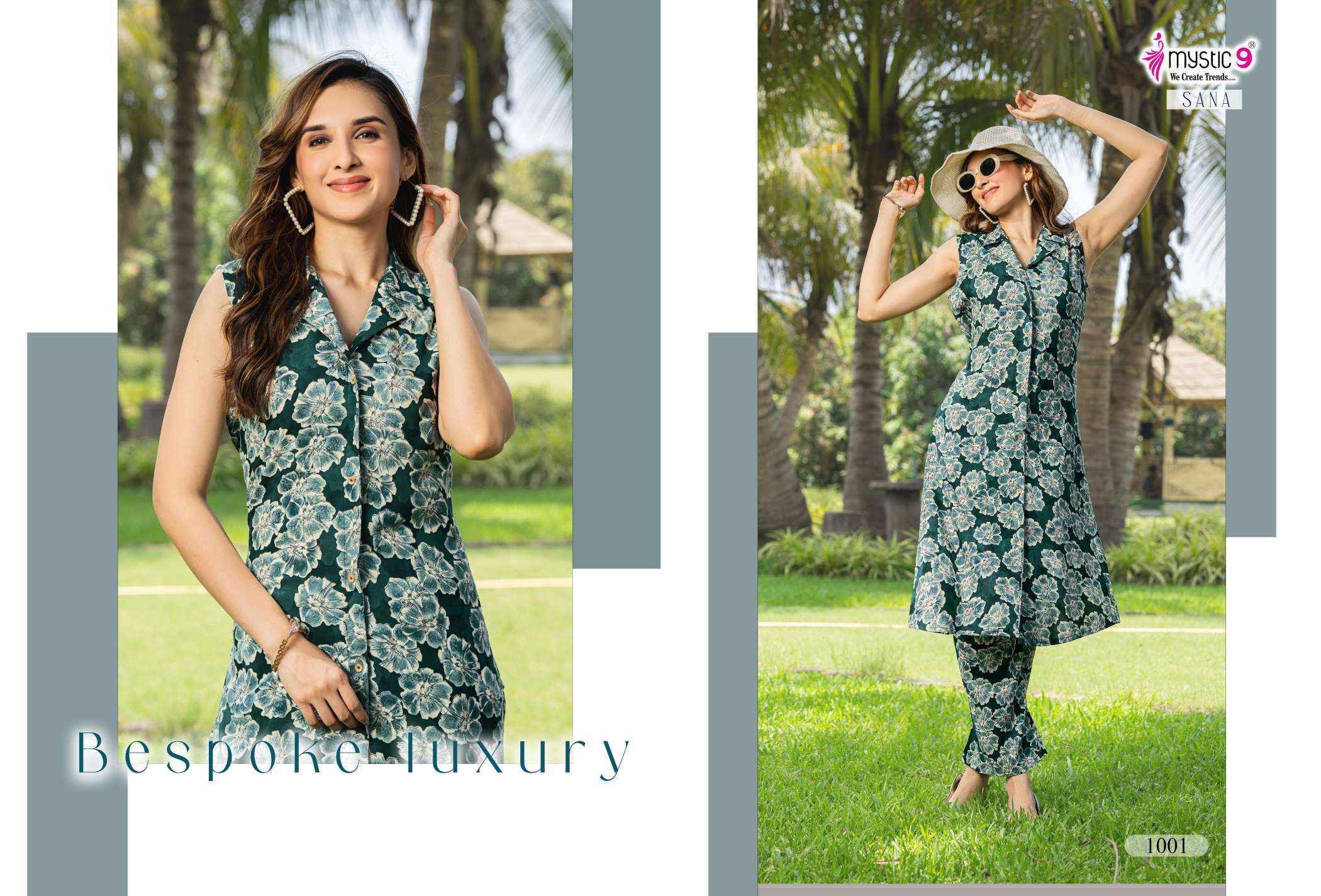 Mystic 9 Sana Vol 1 Rayon Kurti With Bottom Combo Set Wholesale Rate ( 10 Pcs Catalog )