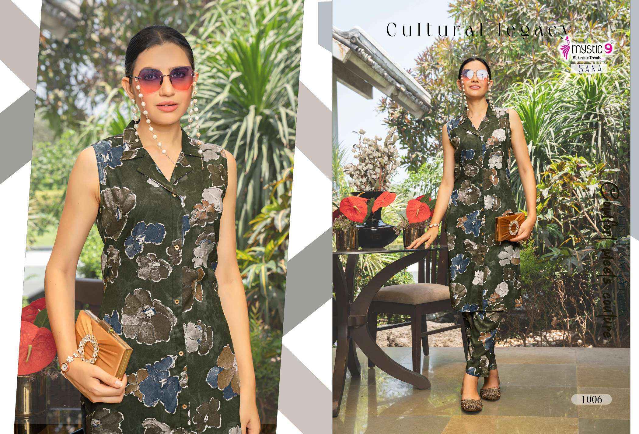 Mystic 9 Sana Vol 1 Rayon Kurti With Bottom Combo Set Wholesale Rate ( 10 Pcs Catalog )