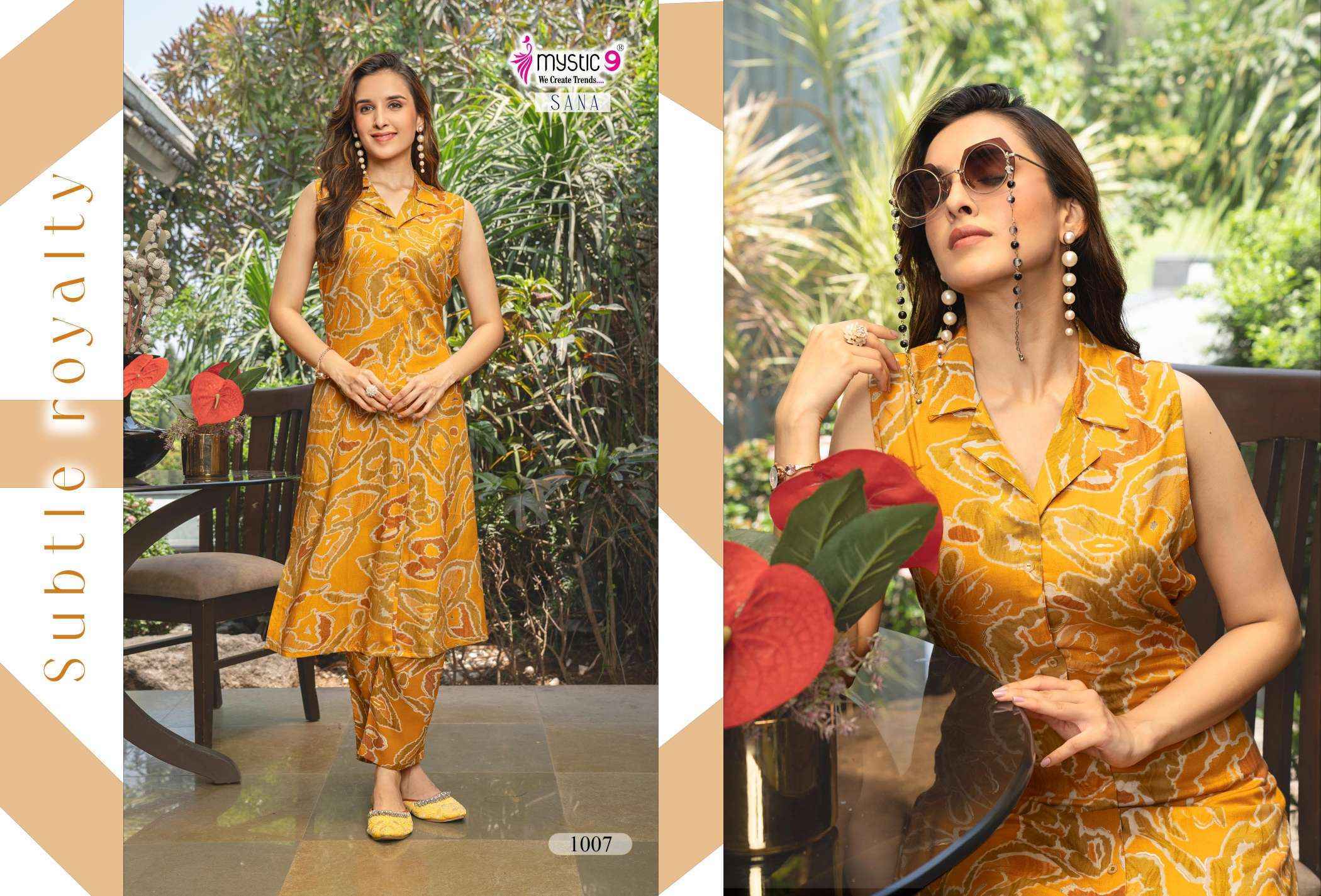 Mystic 9 Sana Vol 1 Rayon Kurti With Bottom Combo Set Wholesale Rate ( 10 Pcs Catalog )