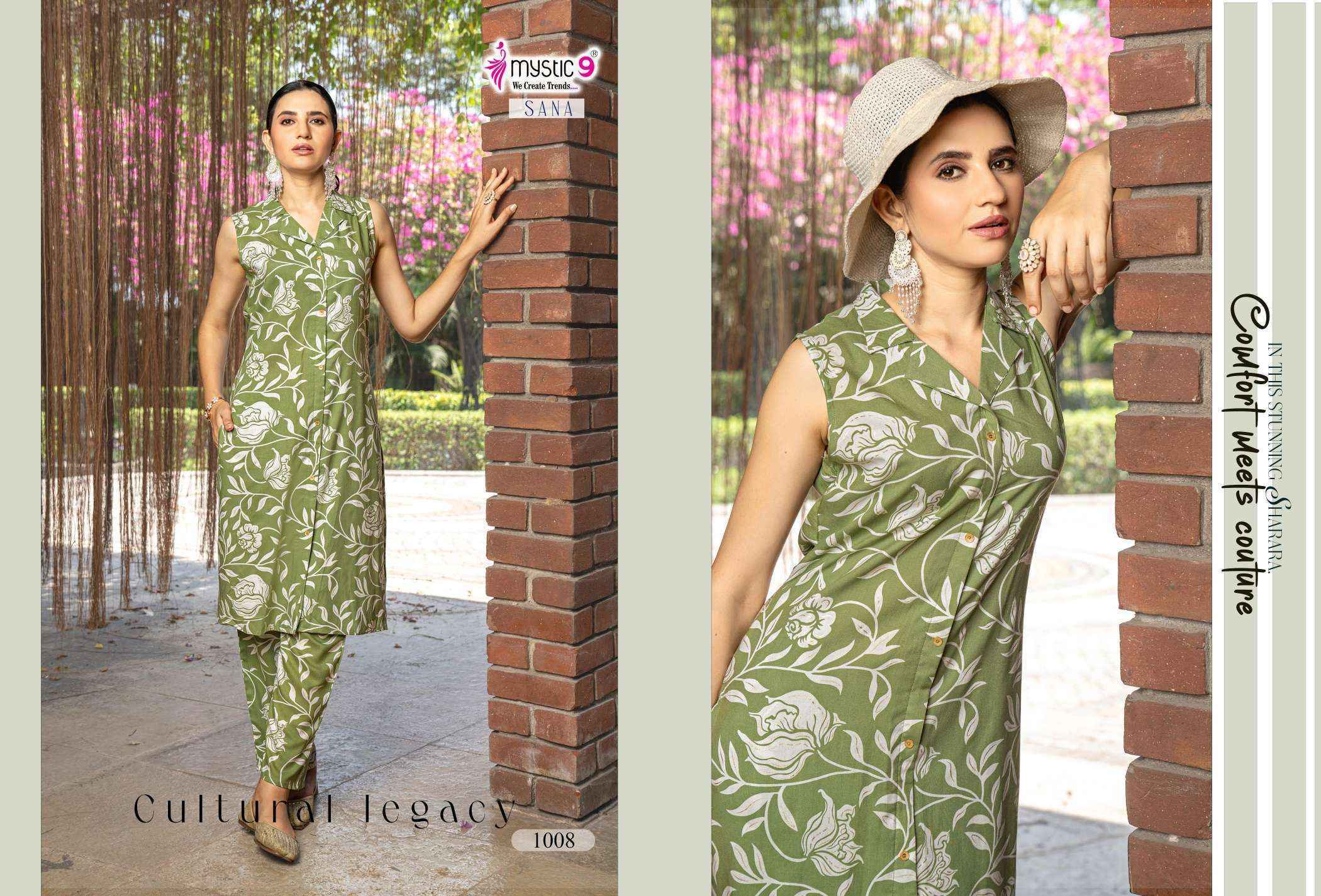 Mystic 9 Sana Vol 1 Rayon Kurti With Bottom Combo Set Wholesale Rate ( 10 Pcs Catalog )