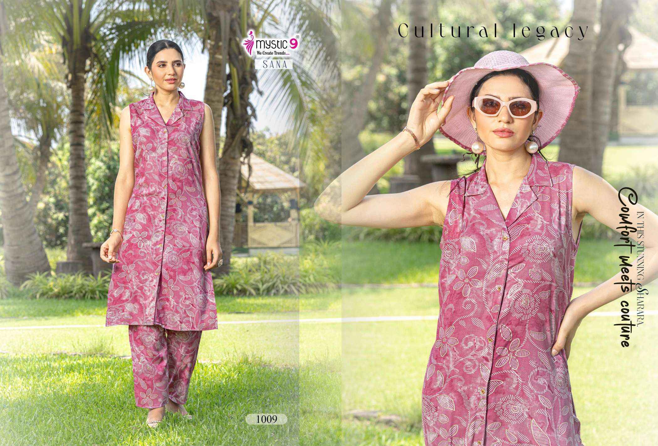 Mystic 9 Sana Vol 1 Rayon Kurti With Bottom Combo Set Wholesale Rate ( 10 Pcs Catalog )