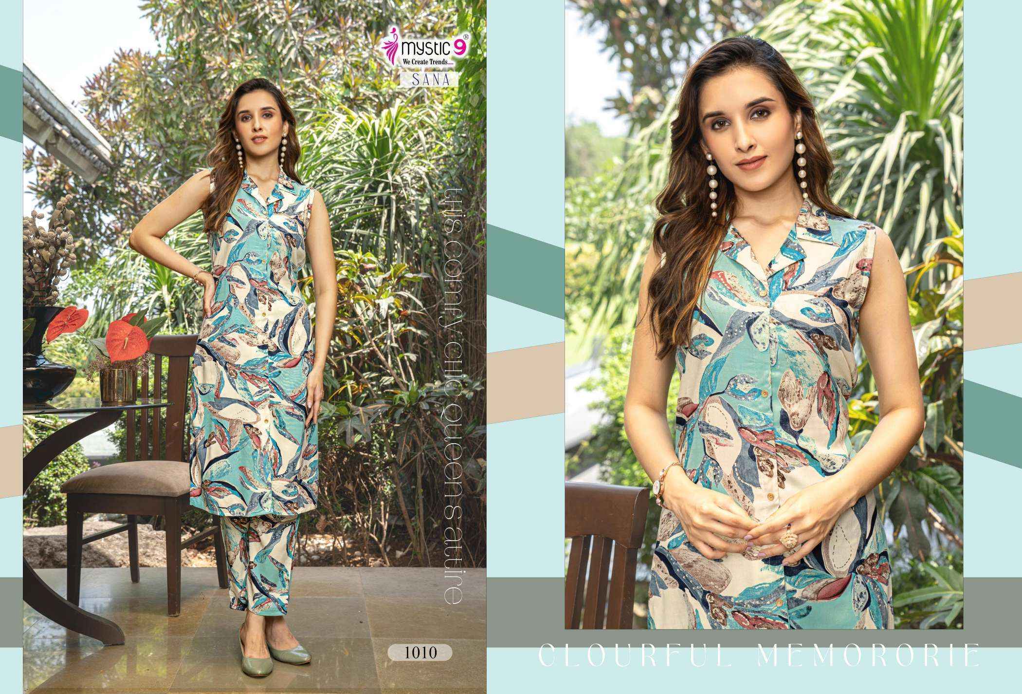 Mystic 9 Sana Vol 1 Rayon Kurti With Bottom Combo Set Wholesale Rate ( 10 Pcs Catalog )
