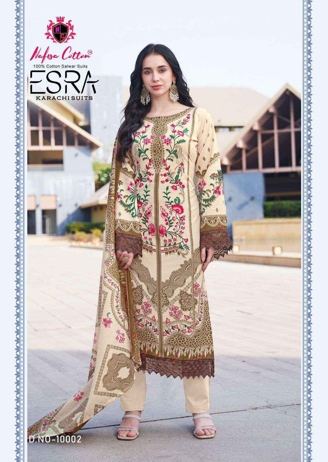 Nafisa Cotton Esra Karachi Vol 10 Cotton Dress Material Wholesale Catalog ( 6 Pc Catalog )