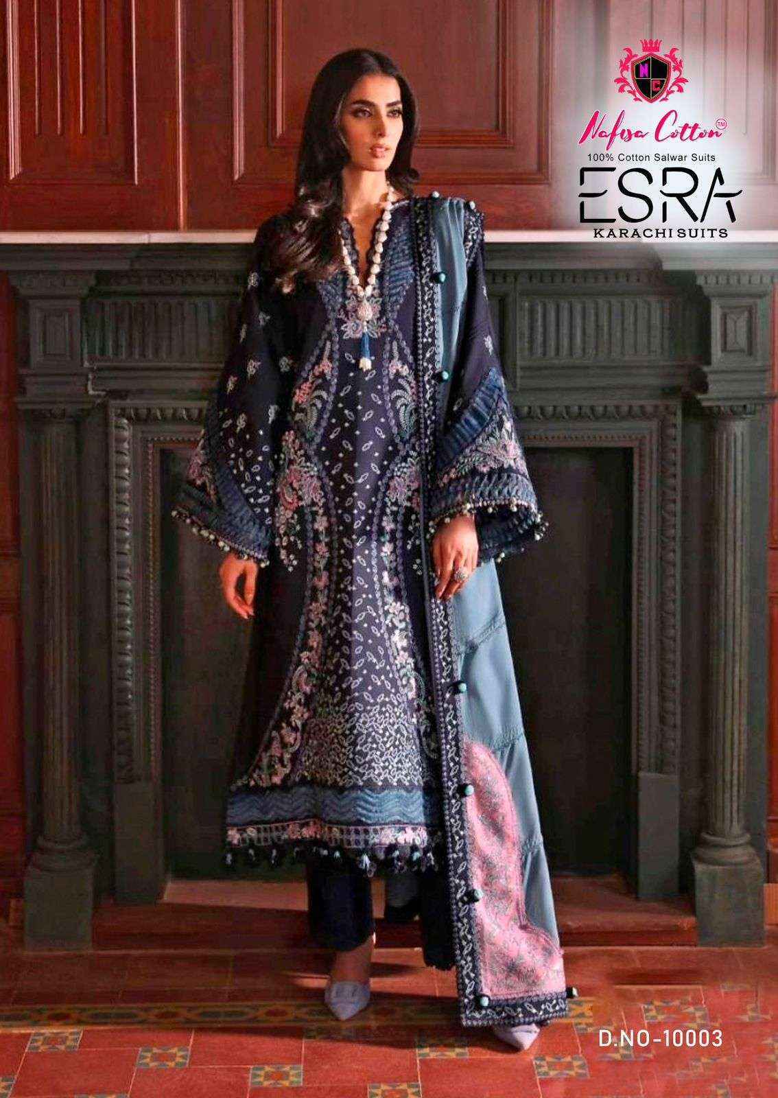 Nafisa Cotton Esra Karachi Vol 10 Cotton Dress Material Wholesale Catalog ( 6 Pc Catalog )