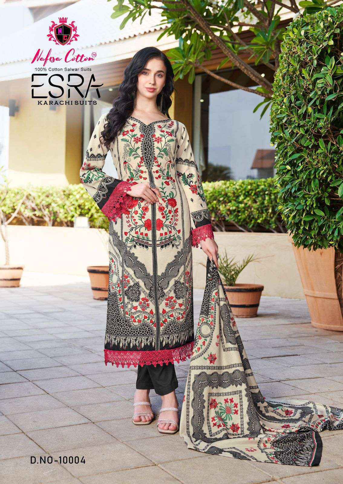 Nafisa Cotton Esra Karachi Vol 10 Cotton Dress Material Wholesale Catalog ( 6 Pc Catalog )