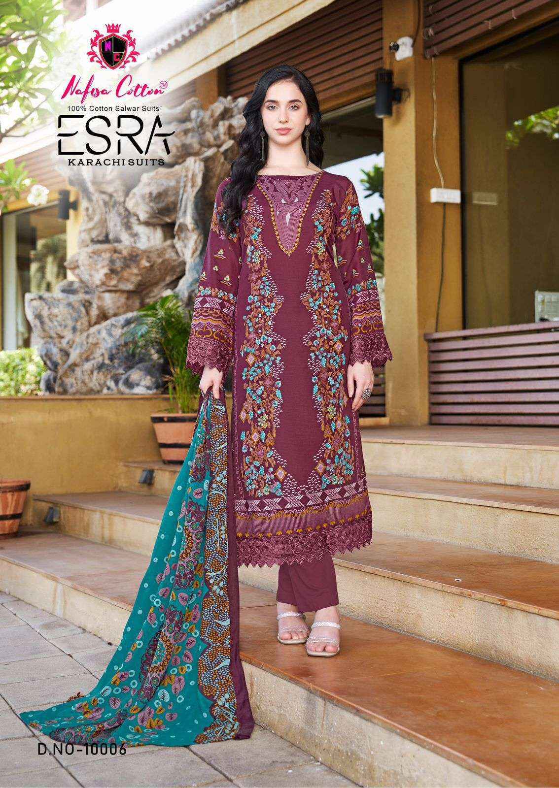 Nafisa Cotton Esra Karachi Vol 10 Cotton Dress Material Wholesale Catalog ( 6 Pc Catalog )