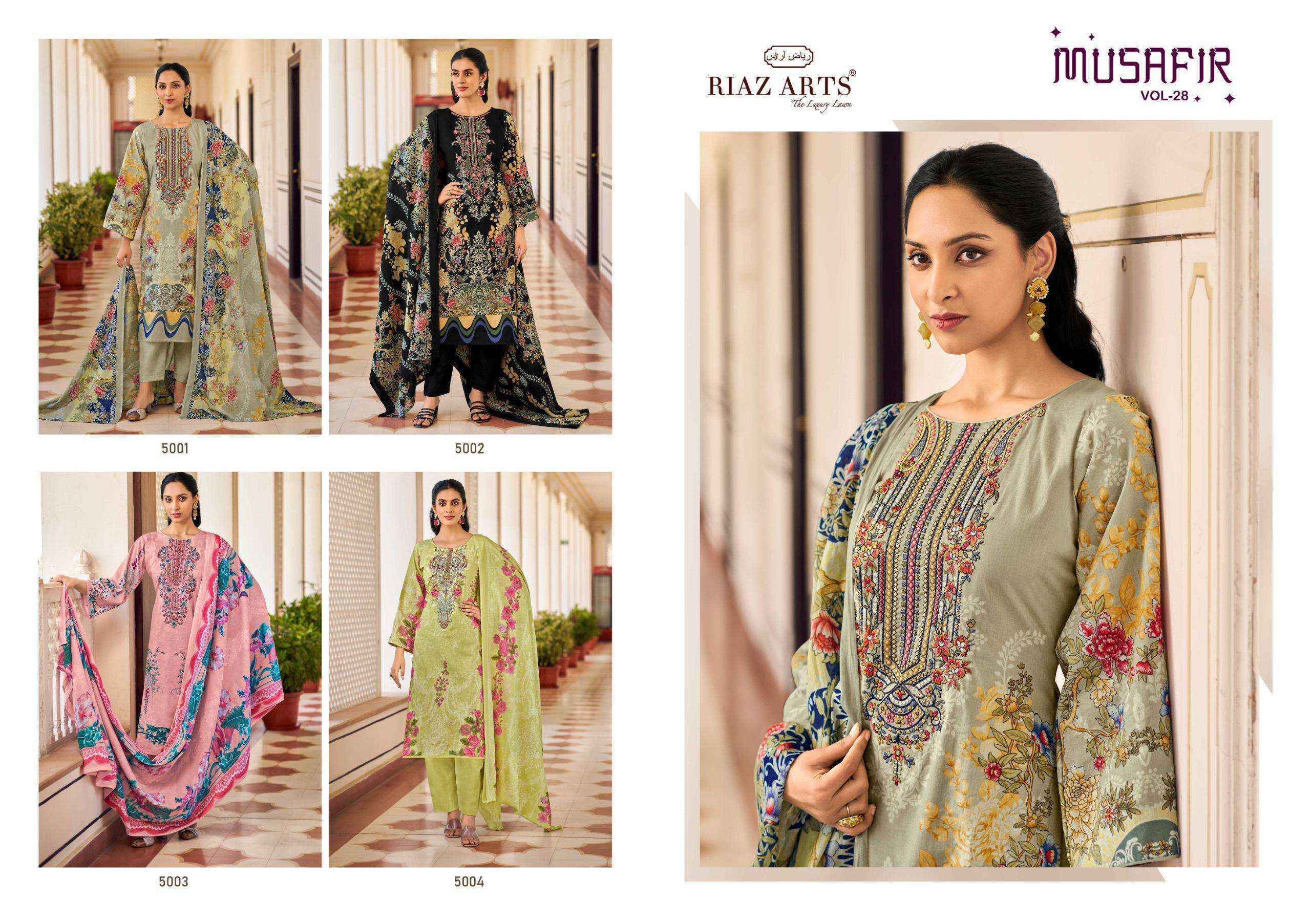 Riaz Arts Musafir Vol 28 Wholesale Lawn Cotton Dress Material ( 4 pcs Catalogue