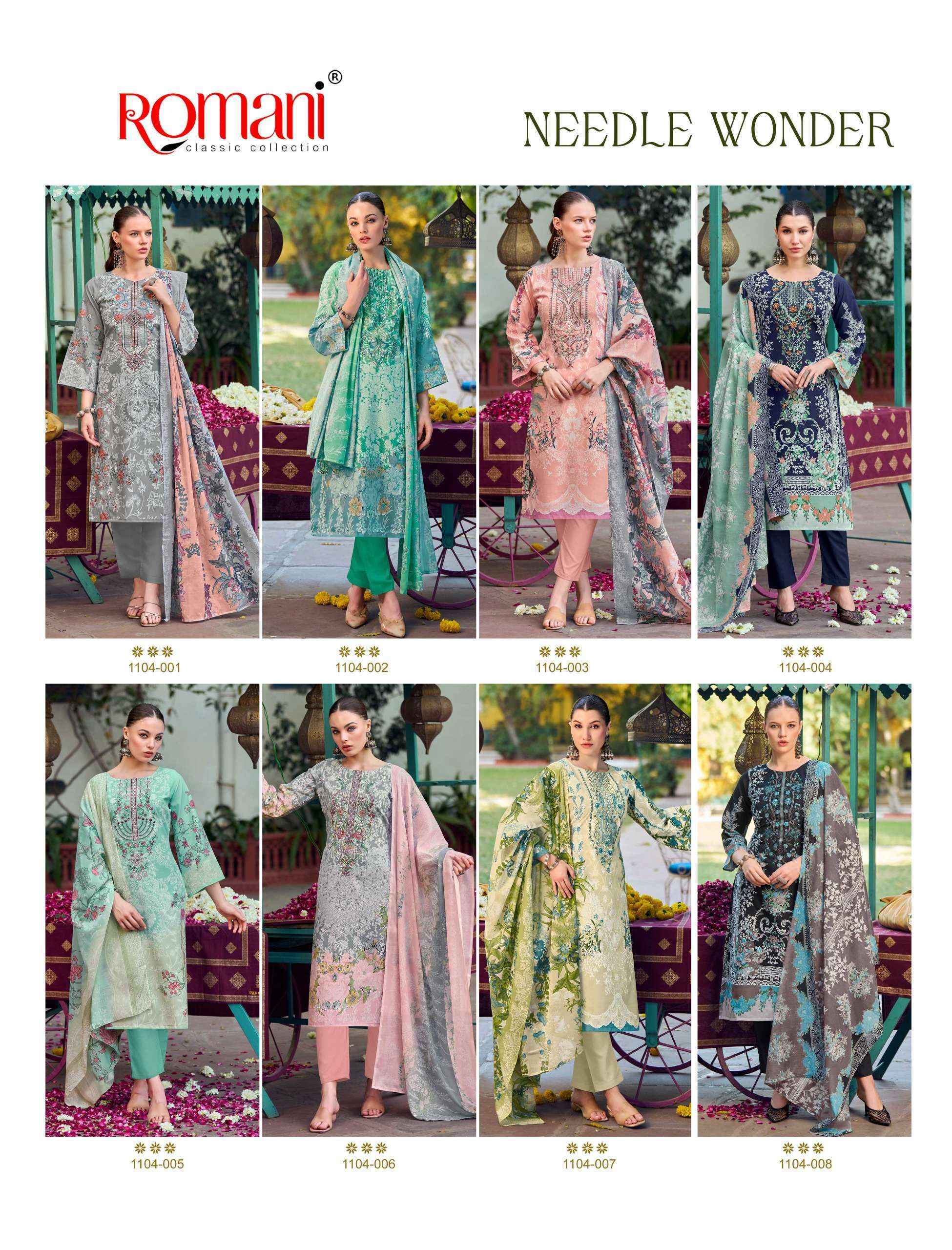 Romani Needle Wonder Cotton Dress Material Wholesale Price ( 8 pcs Catalogue )