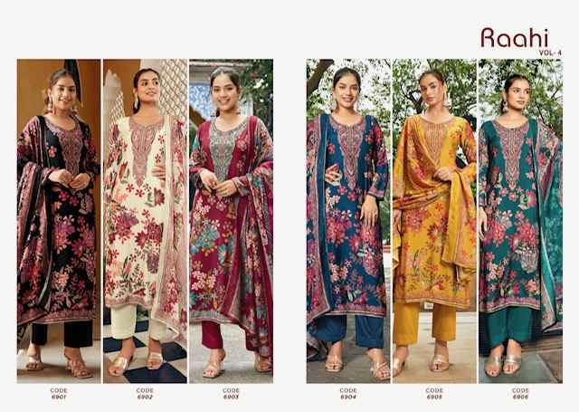 Rupali Fashion Raahi Vol 4 Musline Salwar Suit Wholesale Rate ( 6 Pcs Catalog )