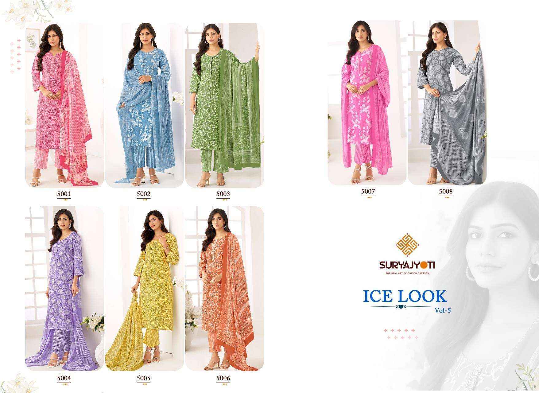 Suryajyoti Ice Look Vol 5 Cotton Dress Material Wholesale Price ( 8 pcs Catalogue