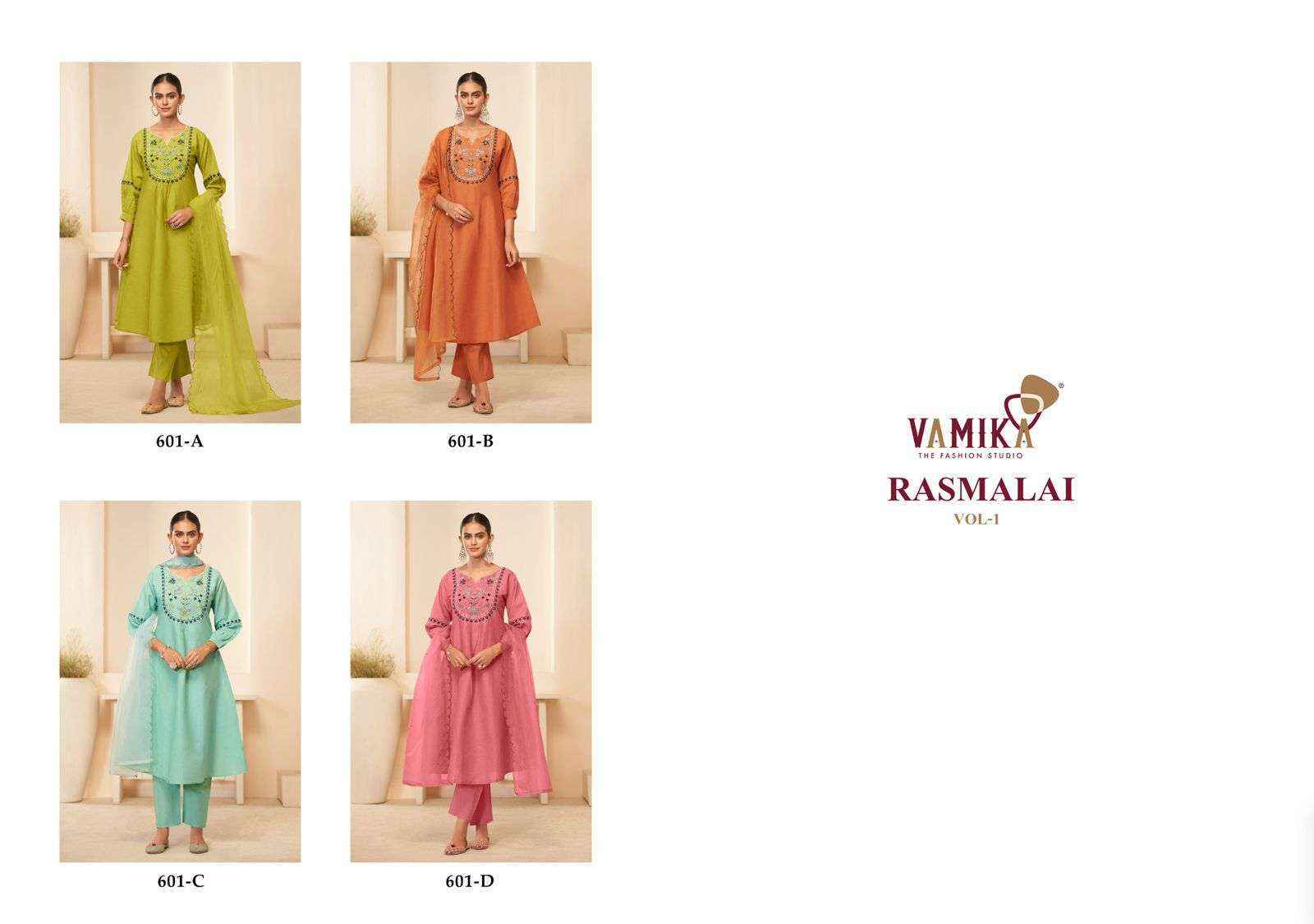 Vamika Rasmalai Vol 1 Wholesale Readymade Cambric Suits ( 4 pcs Catalogue