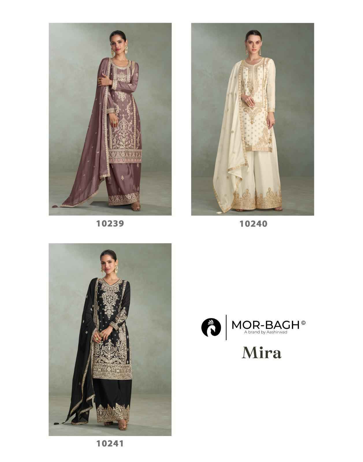 Aashirwad Creation Mor Bagh Mira Readymade Chinon Silk Dress Wholesale Rate ( 3 Pcs Catalog )