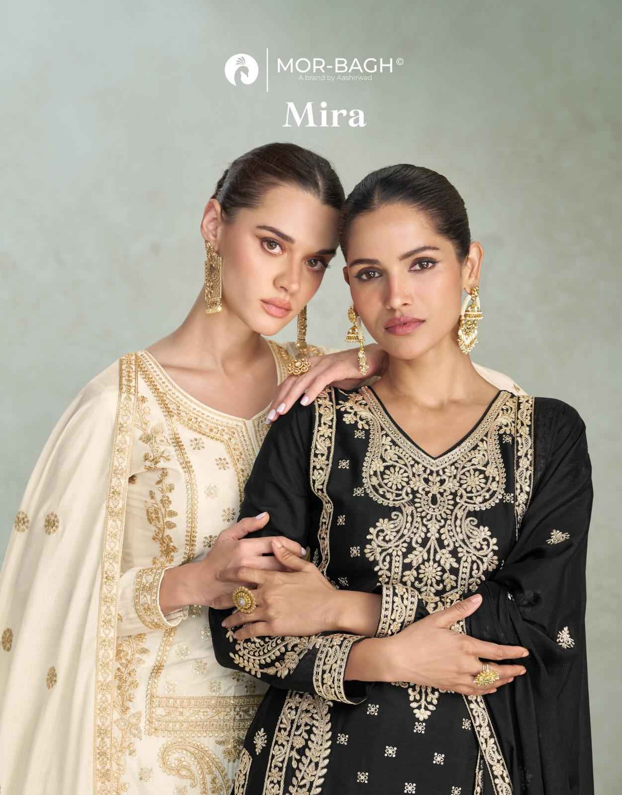 Aashirwad Creation Mor Bagh Mira Readymade Chinon Silk Dress Wholesale Rate ( 3 Pcs Catalog )