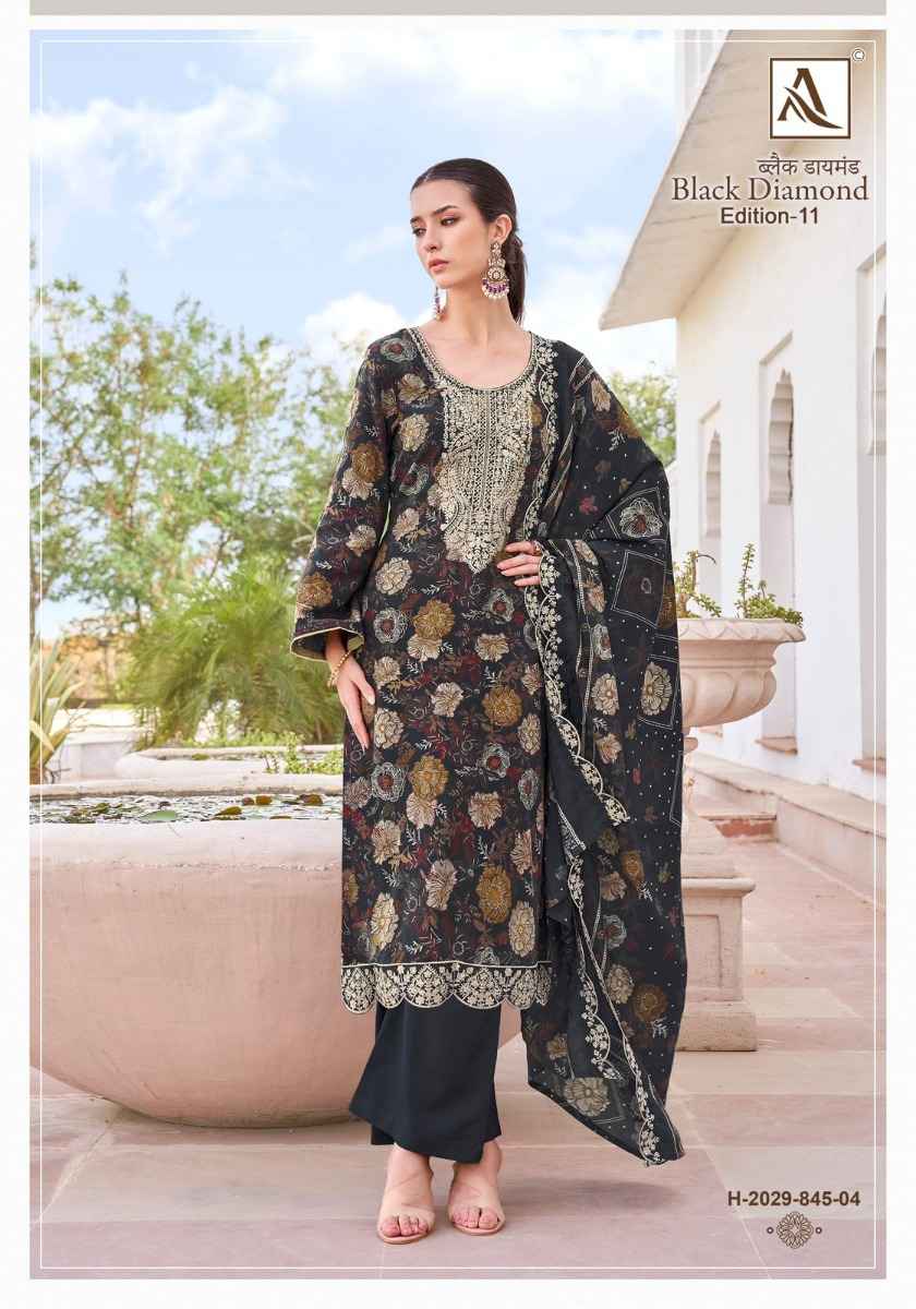ALOK SUITS BLACK DIAMOND 11 DRESS MATERIAL SURAT WHOLESALE PRICE ( 6 PCS CATALOG )