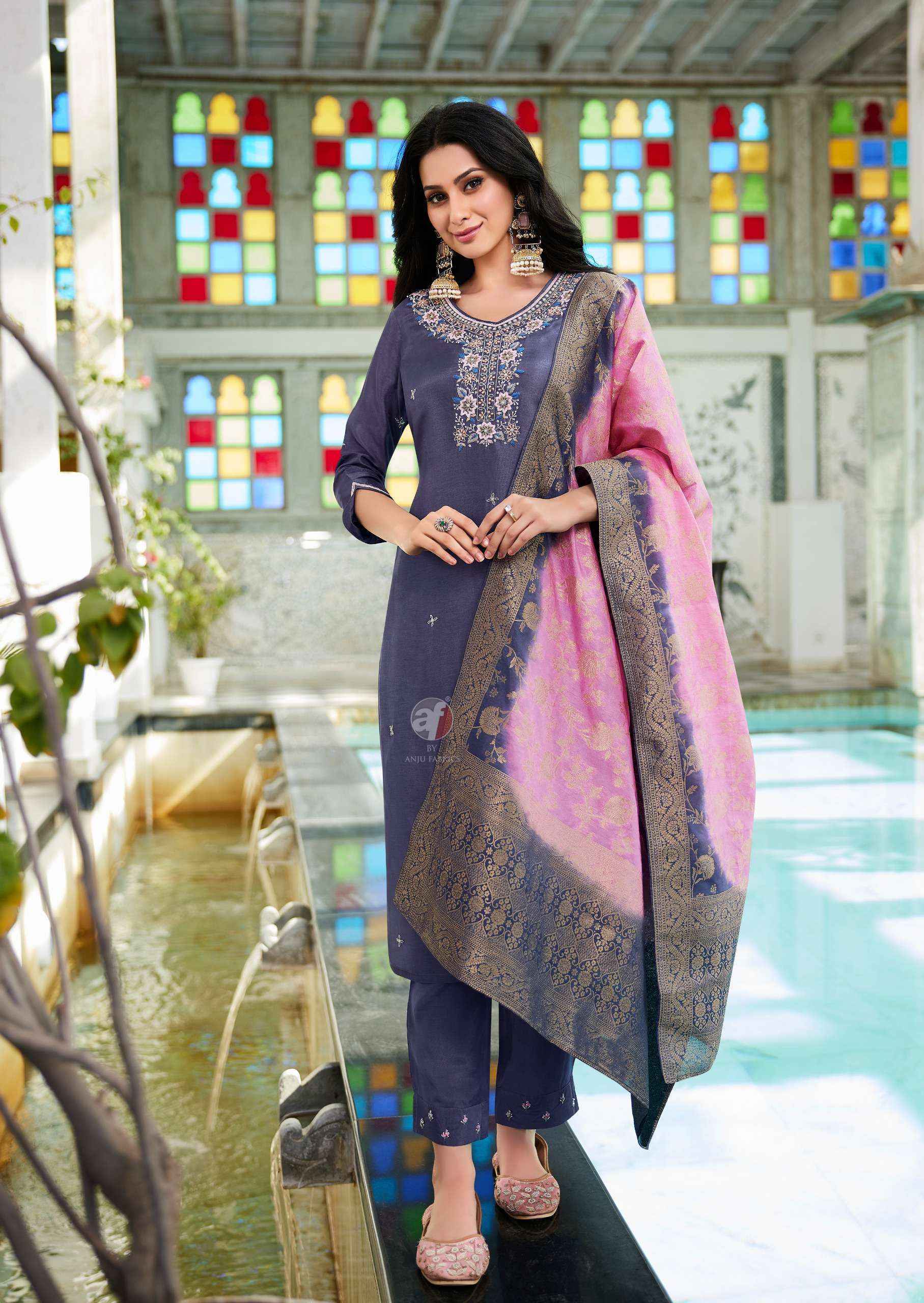 Anju Fabrics Jhalak Silk Jacquard Kurti Combo Set Wholesale Rate ( 6 Pcs Catalog )