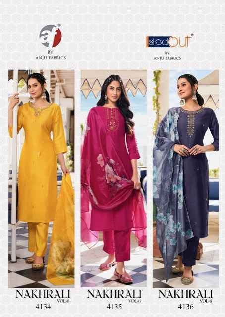 Anju Fabrics Nakhrali Vol 6 Modal Silk Kurti Combo Wholesale Rate ( 6 Pcs Catalog )