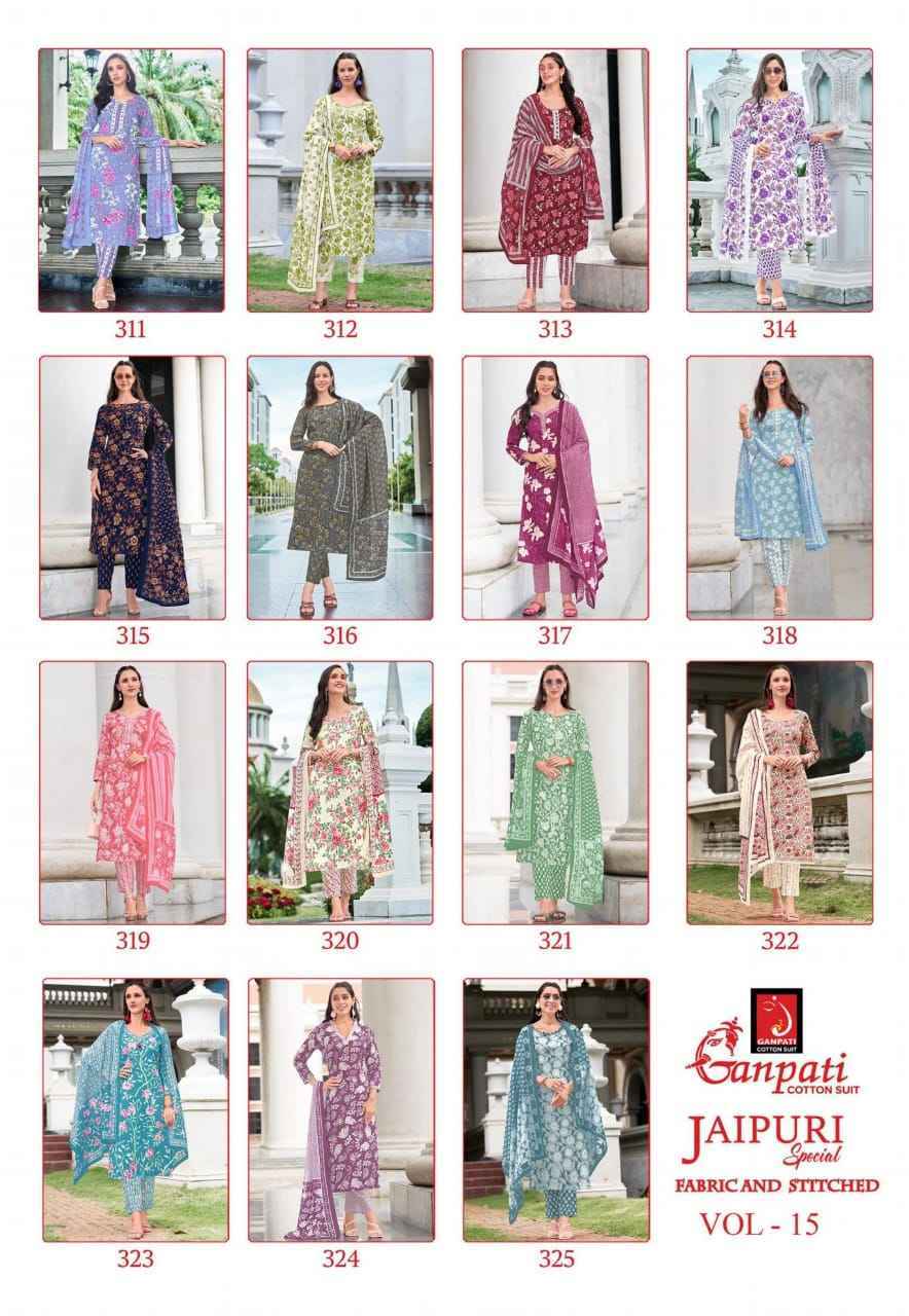 Ganpati Jaipuri Special Vol 15 Readymade Cotton Dress Wholesale Rate ( 15 Pcs Catalog )