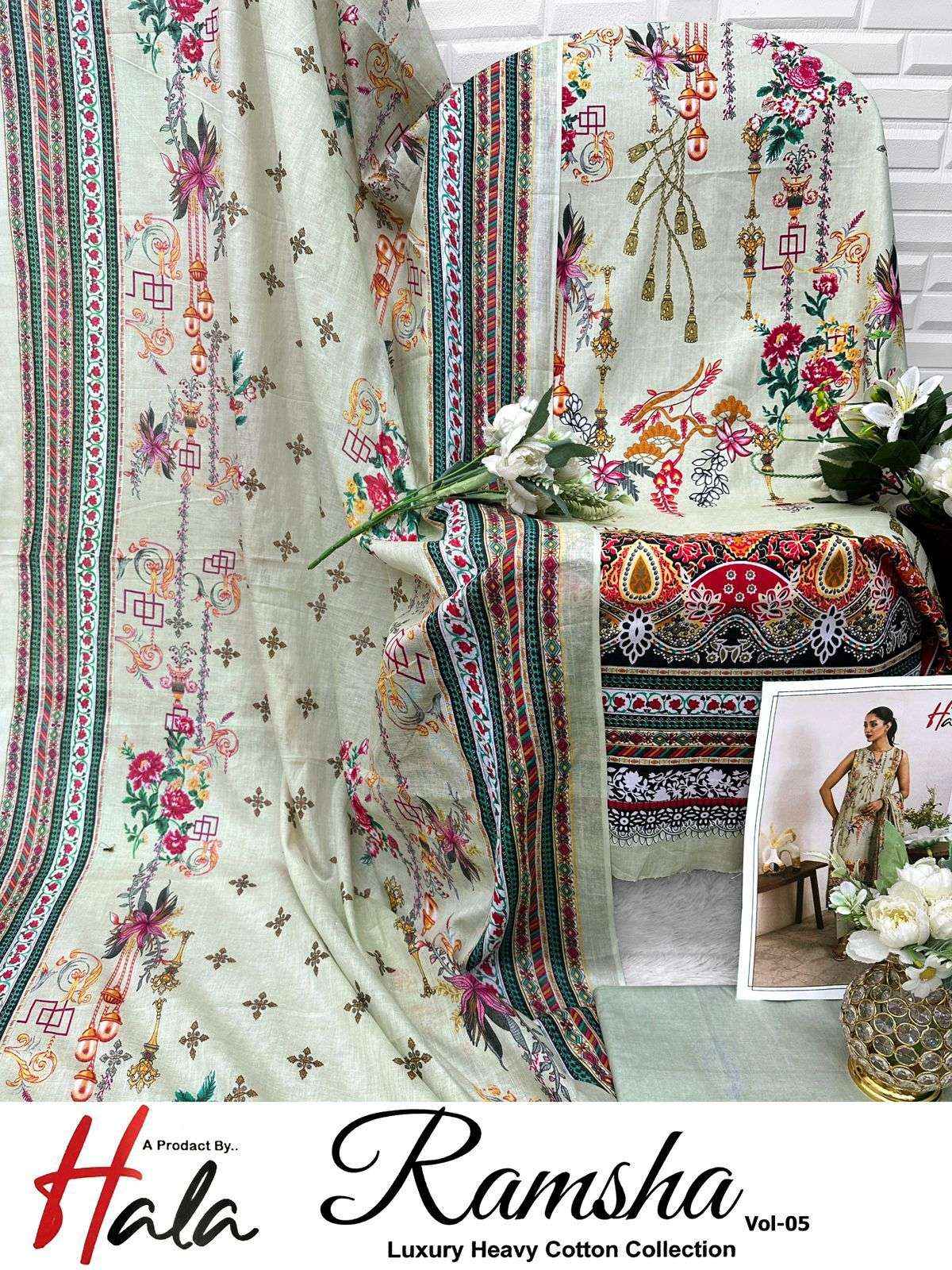 HALA RAMSHA VOL 5 COTTON DIGITAL PRINTS SALWAR DRESS WHOLESALE RATE ( 6 PCS CATALOG )