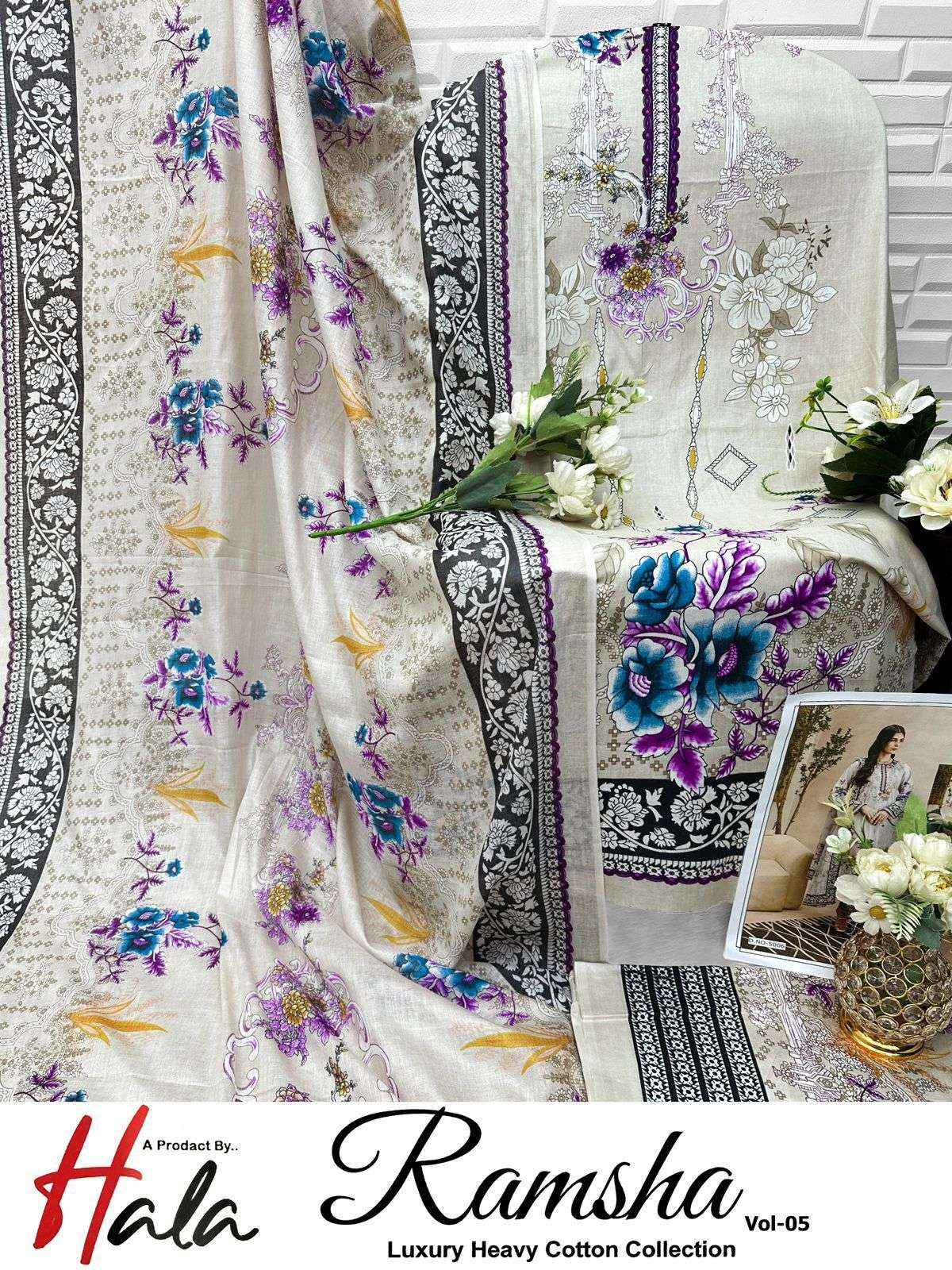 HALA RAMSHA VOL 5 COTTON DIGITAL PRINTS SALWAR DRESS WHOLESALE RATE ( 6 PCS CATALOG )