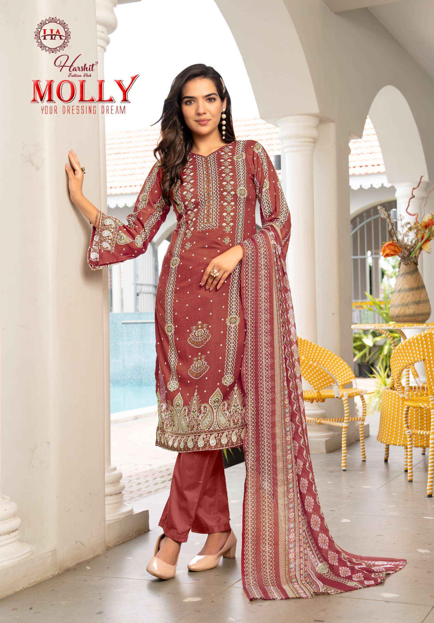 Harshit Fashion Molly Cambric Cotton Salwar Kameez Wholesale Rate ( 8 Pcs Catalog )