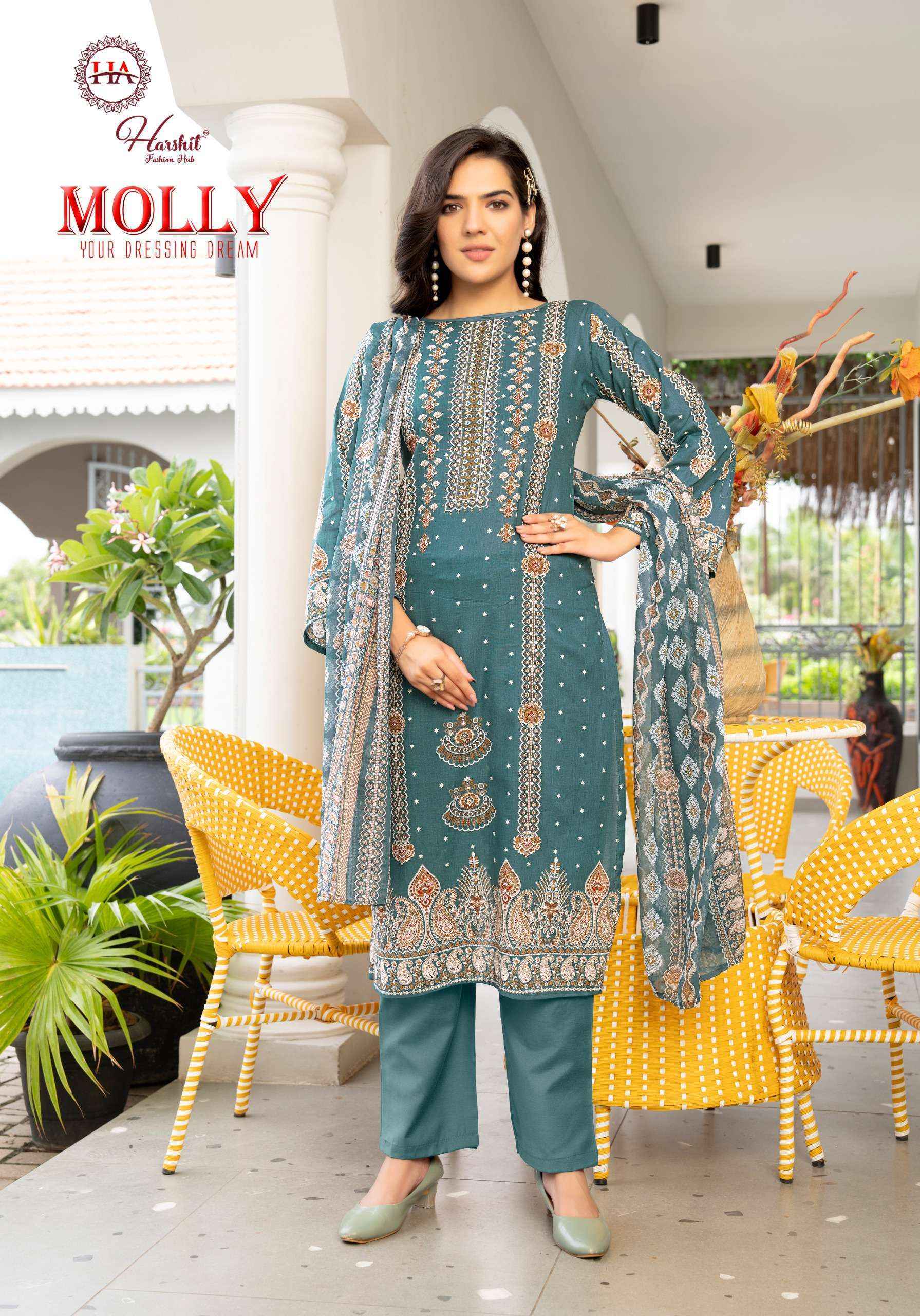 Harshit Fashion Molly Cambric Cotton Salwar Kameez Wholesale Rate ( 8 Pcs Catalog )