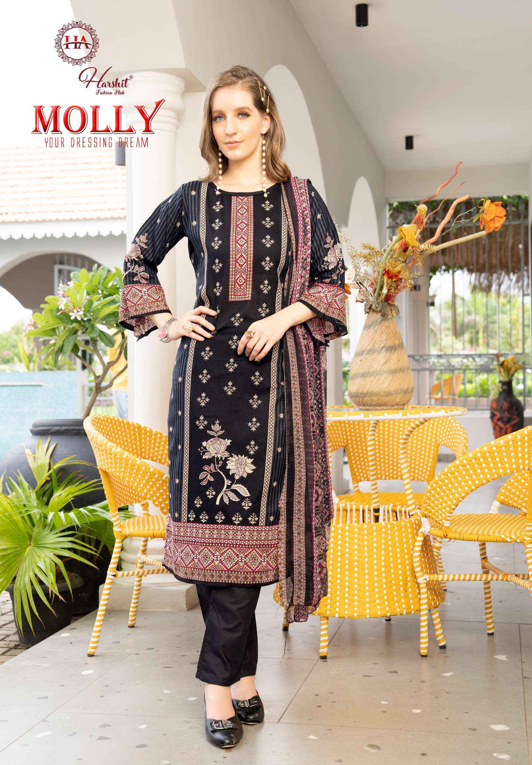 Harshit Fashion Molly Cambric Cotton Salwar Kameez Wholesale Rate ( 8 Pcs Catalog )
