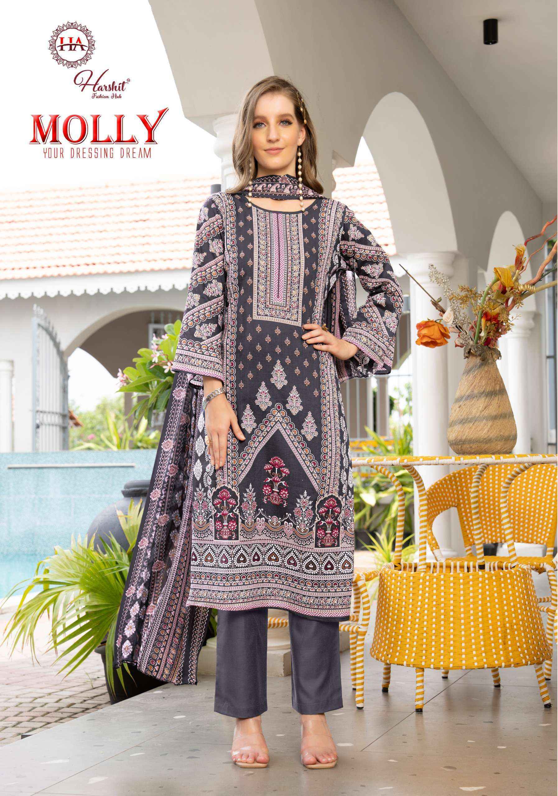 Harshit Fashion Molly Cambric Cotton Salwar Kameez Wholesale Rate ( 8 Pcs Catalog )