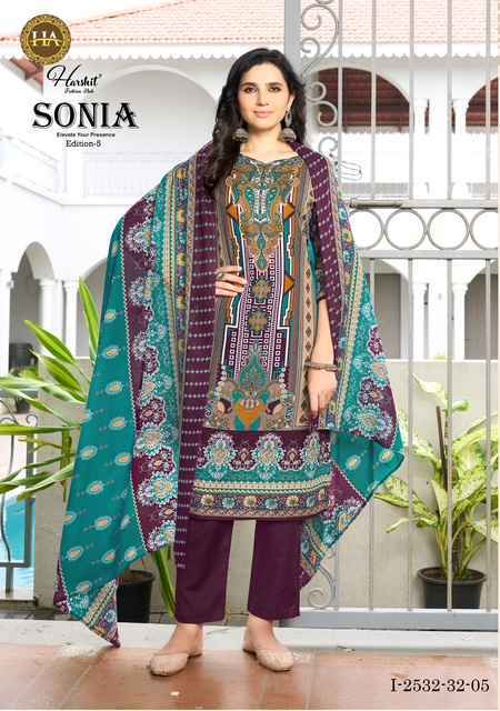 Harshit Fashion Sonia Edition 5 Cotton Salwar Kameez Wholesale Rate ( 8 Pcs Catalog )