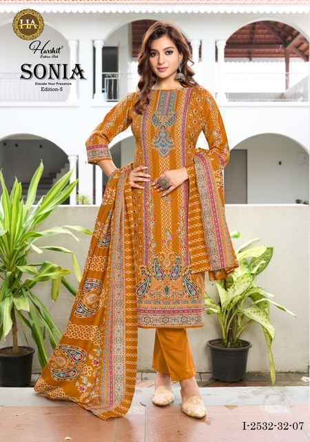 Harshit Fashion Sonia Edition 5 Cotton Salwar Kameez Wholesale Rate ( 8 Pcs Catalog )