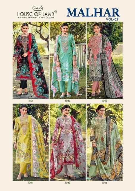 House Of Lawn Malhar Vol 2 Cotton Salwar Kameez Wholesale Rate ( 6 Pcs Catalog )