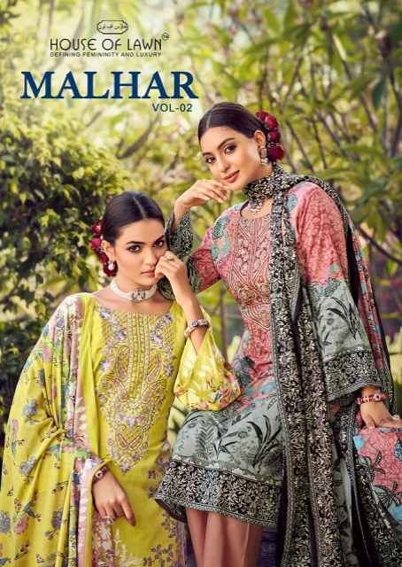 House Of Lawn Malhar Vol 2 Cotton Salwar Kameez Wholesale Rate ( 6 Pcs Catalog )