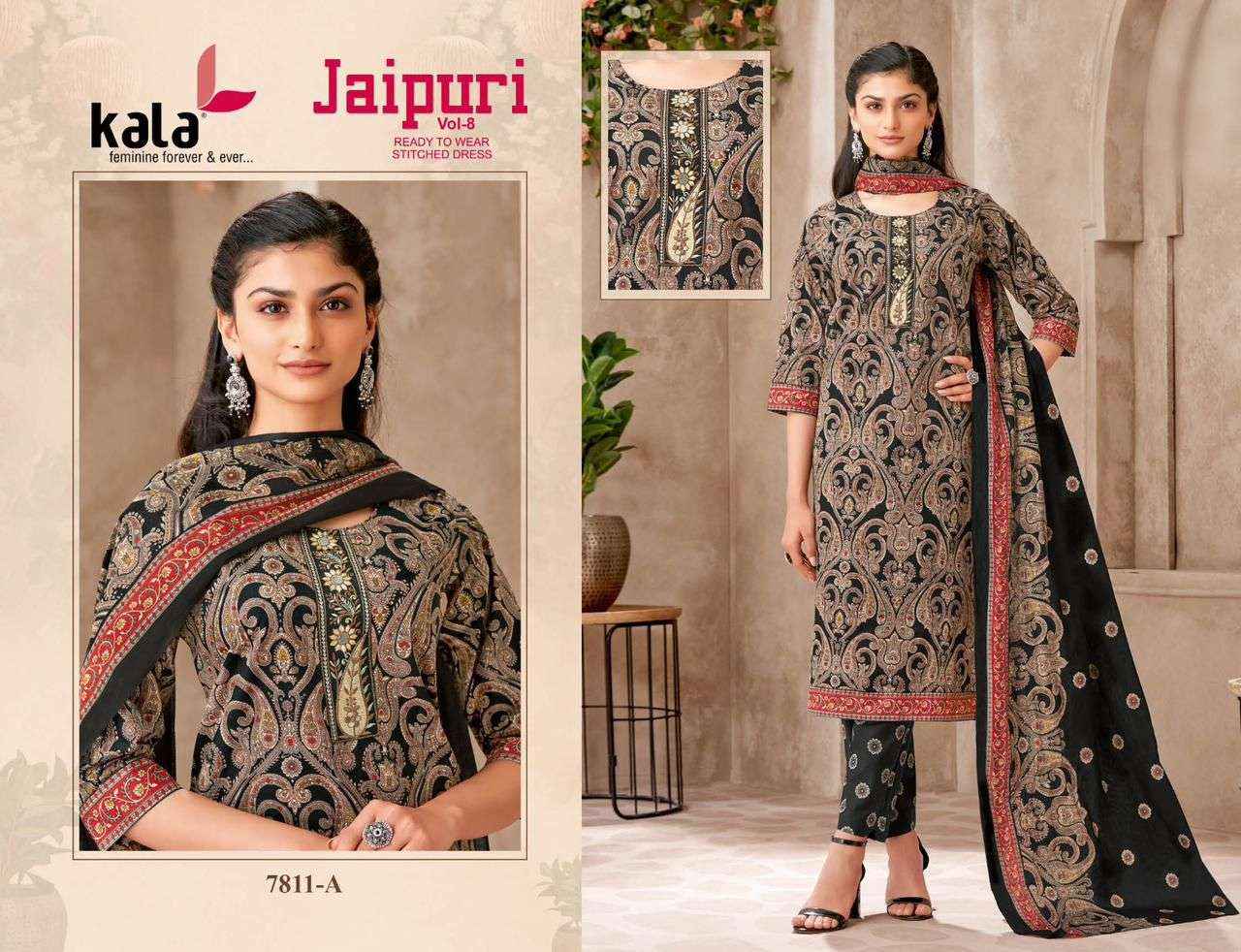 KALA FASHION JAIPURI VOL 8 READYMADE SUIT COLLECTION ( 12 PCS CATALOG )