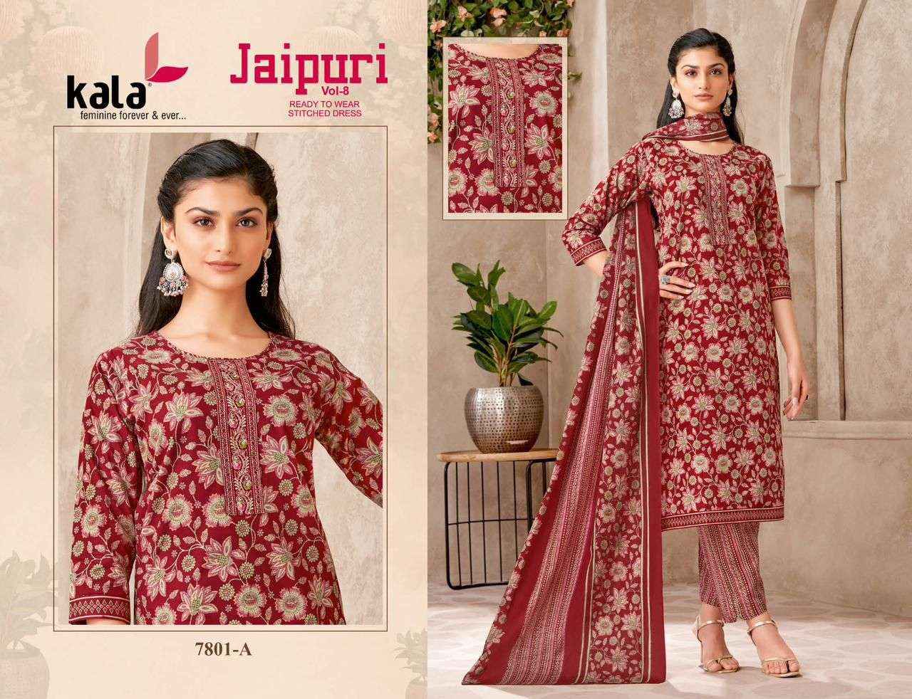 KALA FASHION JAIPURI VOL 8 READYMADE SUIT COLLECTION ( 12 PCS CATALOG )
