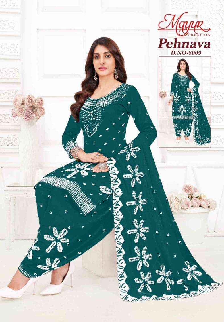 MADHAV FASHION PEHNAVA VOL 8 COTTON BANDHANI PRINT PATIYALA DRESS WHOLESALE RATE ( 10 PCS CATALOG )