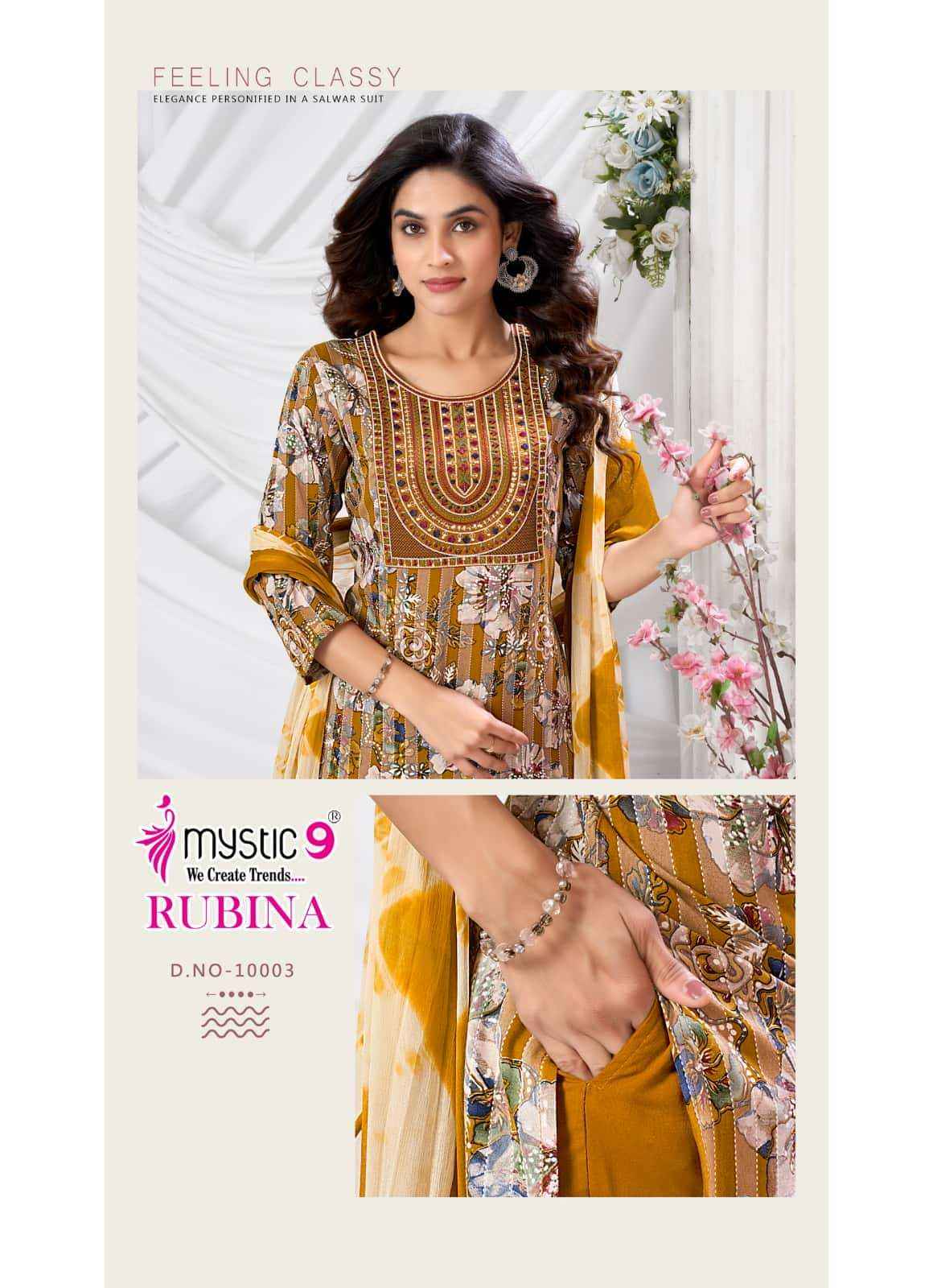 Mystic 9 Rubina Vol 10 Fancy Readymade Suir Wholesale Rate ( 8 Pcs Catalog )