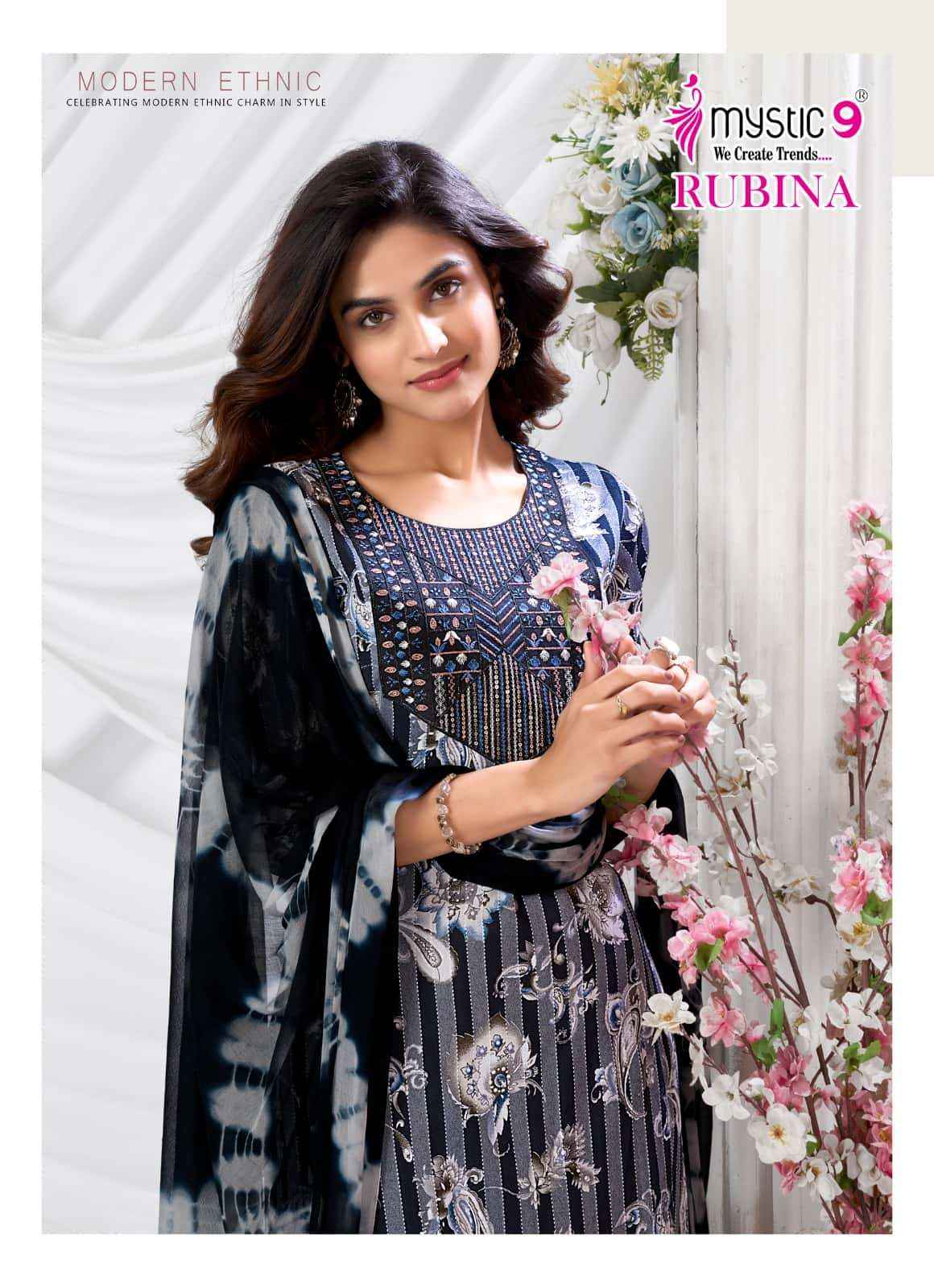 Mystic 9 Rubina Vol 10 Fancy Readymade Suir Wholesale Rate ( 8 Pcs Catalog )