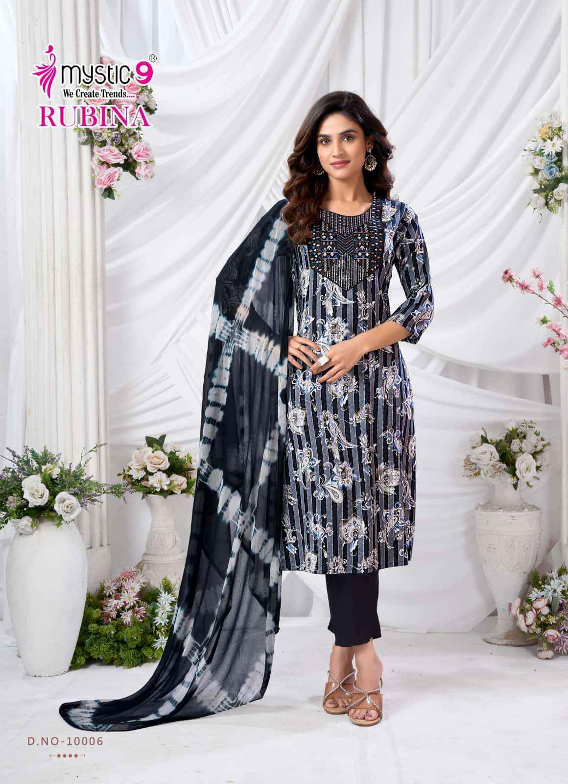 Mystic 9 Rubina Vol 10 Fancy Readymade Suir Wholesale Rate ( 8 Pcs Catalog )