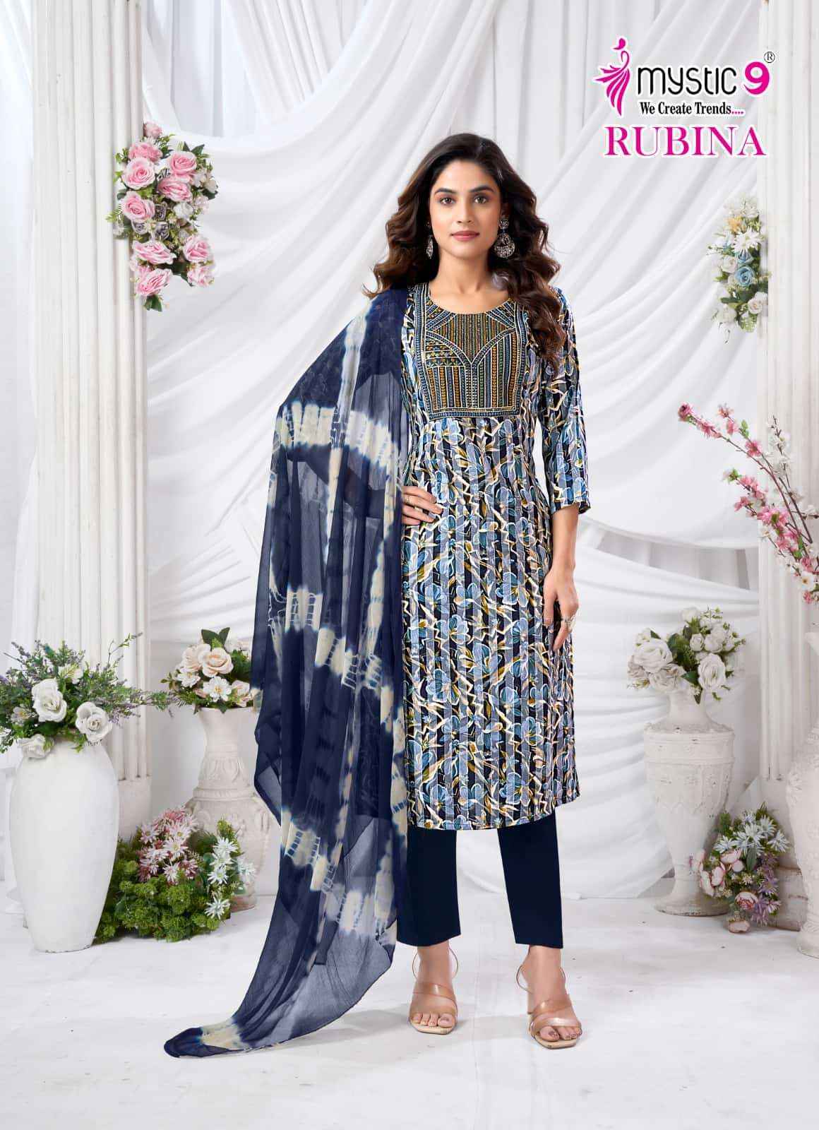 Mystic 9 Rubina Vol 10 Fancy Readymade Suir Wholesale Rate ( 8 Pcs Catalog )