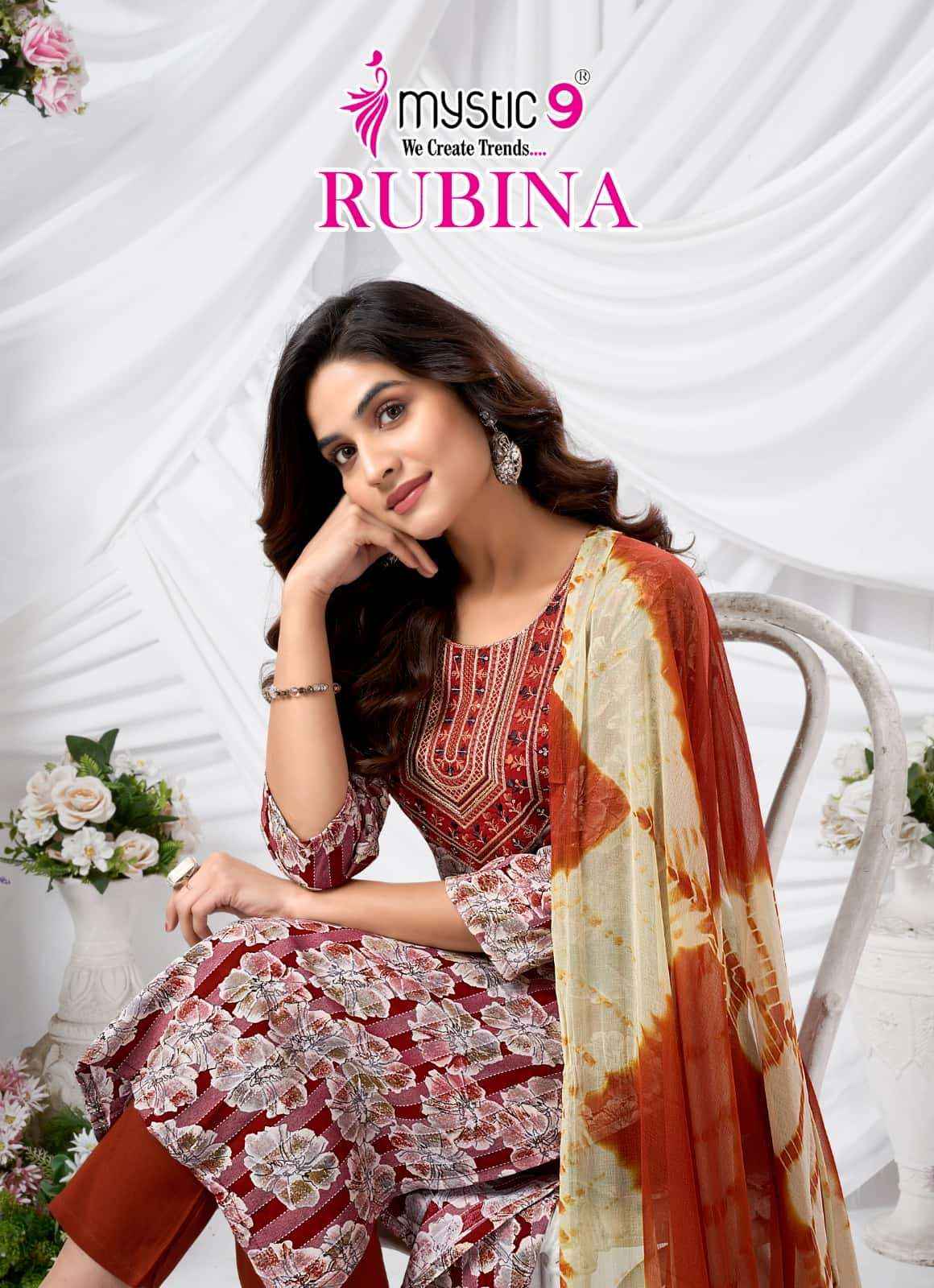 Mystic 9 Rubina Vol 10 Fancy Readymade Suir Wholesale Rate ( 8 Pcs Catalog )