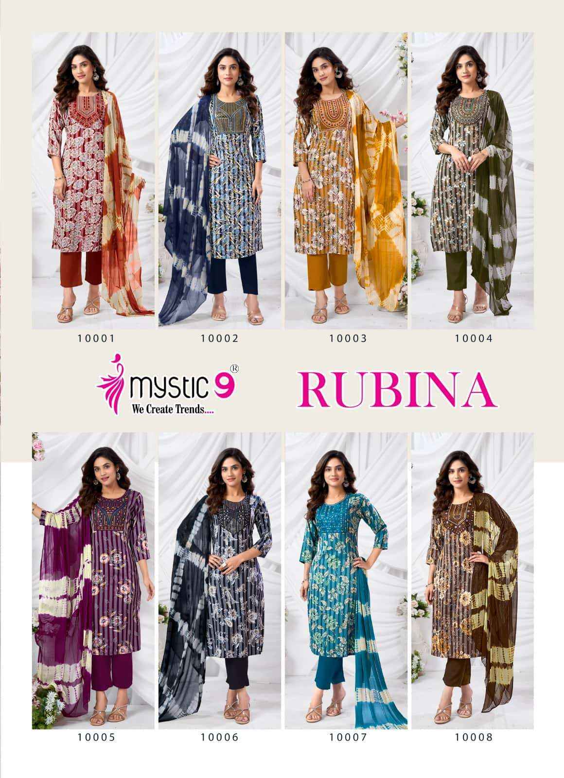 Mystic 9 Rubina Vol 10 Fancy Readymade Suir Wholesale Rate ( 8 Pcs Catalog )
