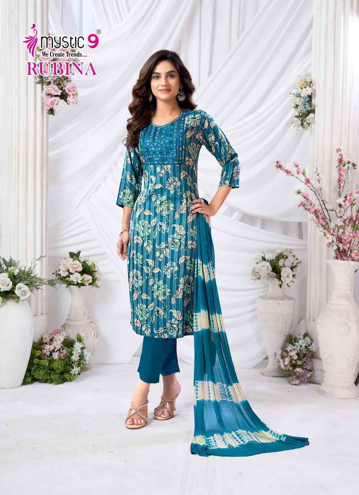 Mystic 9 Rubina Vol 10 Fancy Readymade Suir Wholesale Rate ( 8 Pcs Catalog )