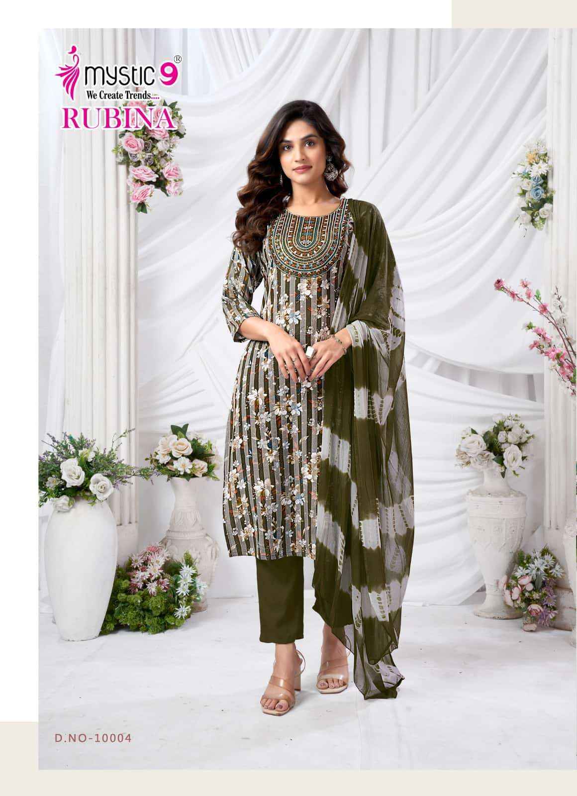 Mystic 9 Rubina Vol 10 Fancy Readymade Suir Wholesale Rate ( 8 Pcs Catalog )