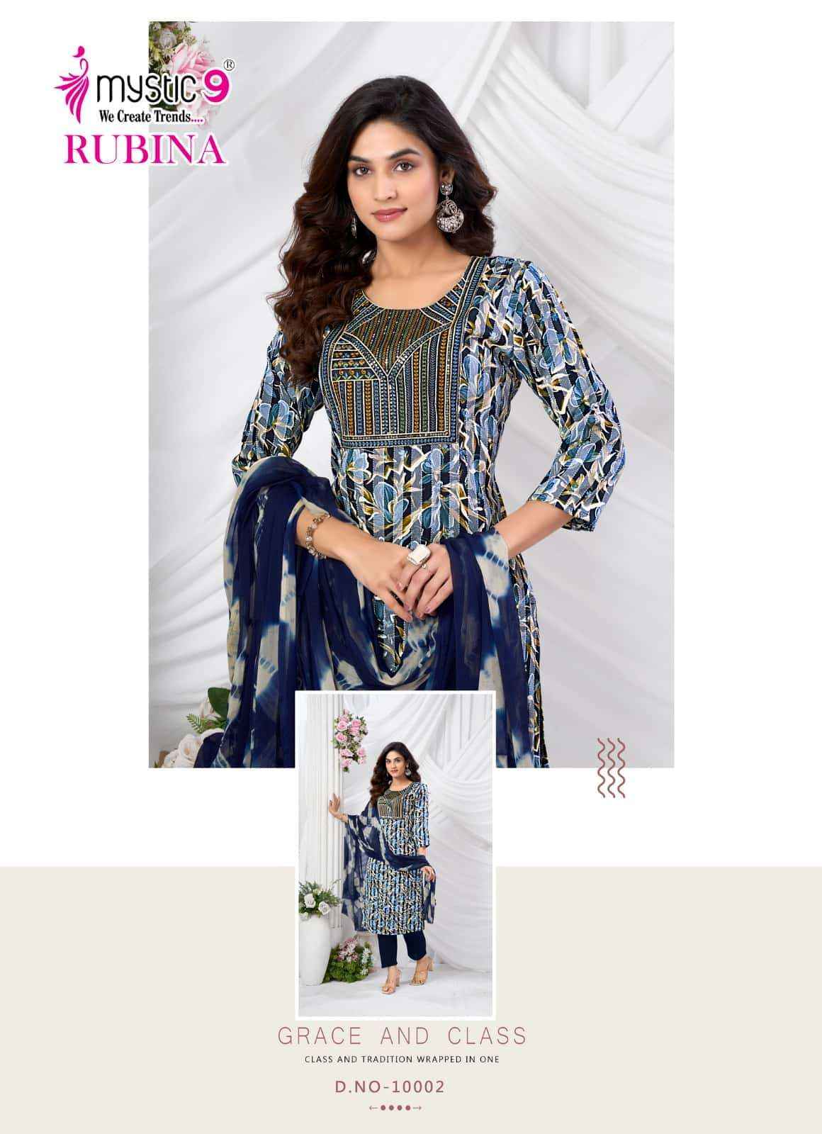 Mystic 9 Rubina Vol 10 Fancy Readymade Suir Wholesale Rate ( 8 Pcs Catalog )