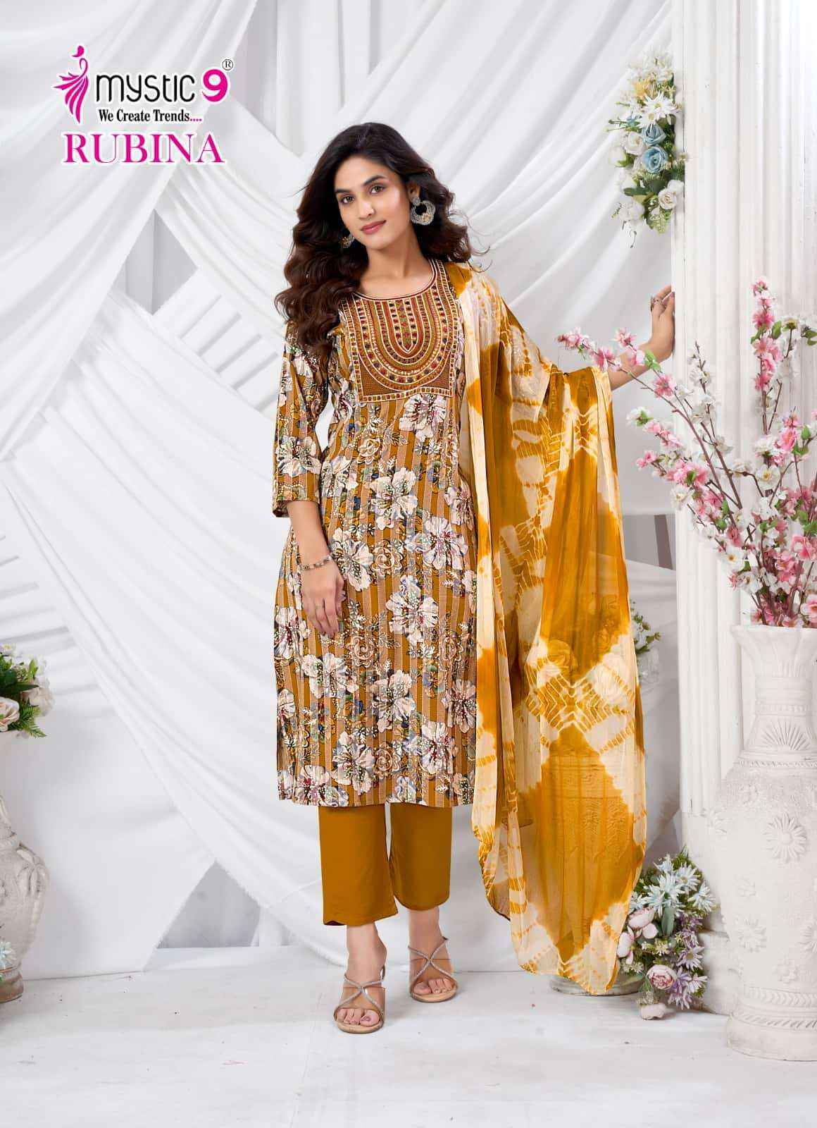 Mystic 9 Rubina Vol 10 Fancy Readymade Suir Wholesale Rate ( 8 Pcs Catalog )